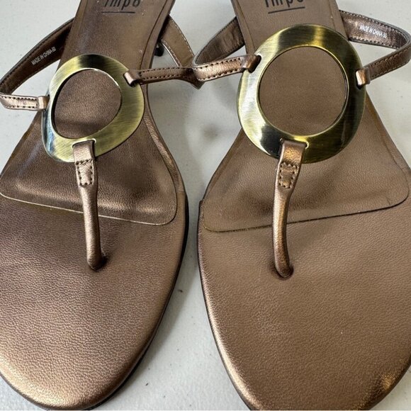 Vintage Impo 90s Y2K Bronze Metallic Straps Low Heel Slip On Sandals Size 7M - Picture 3 of 12